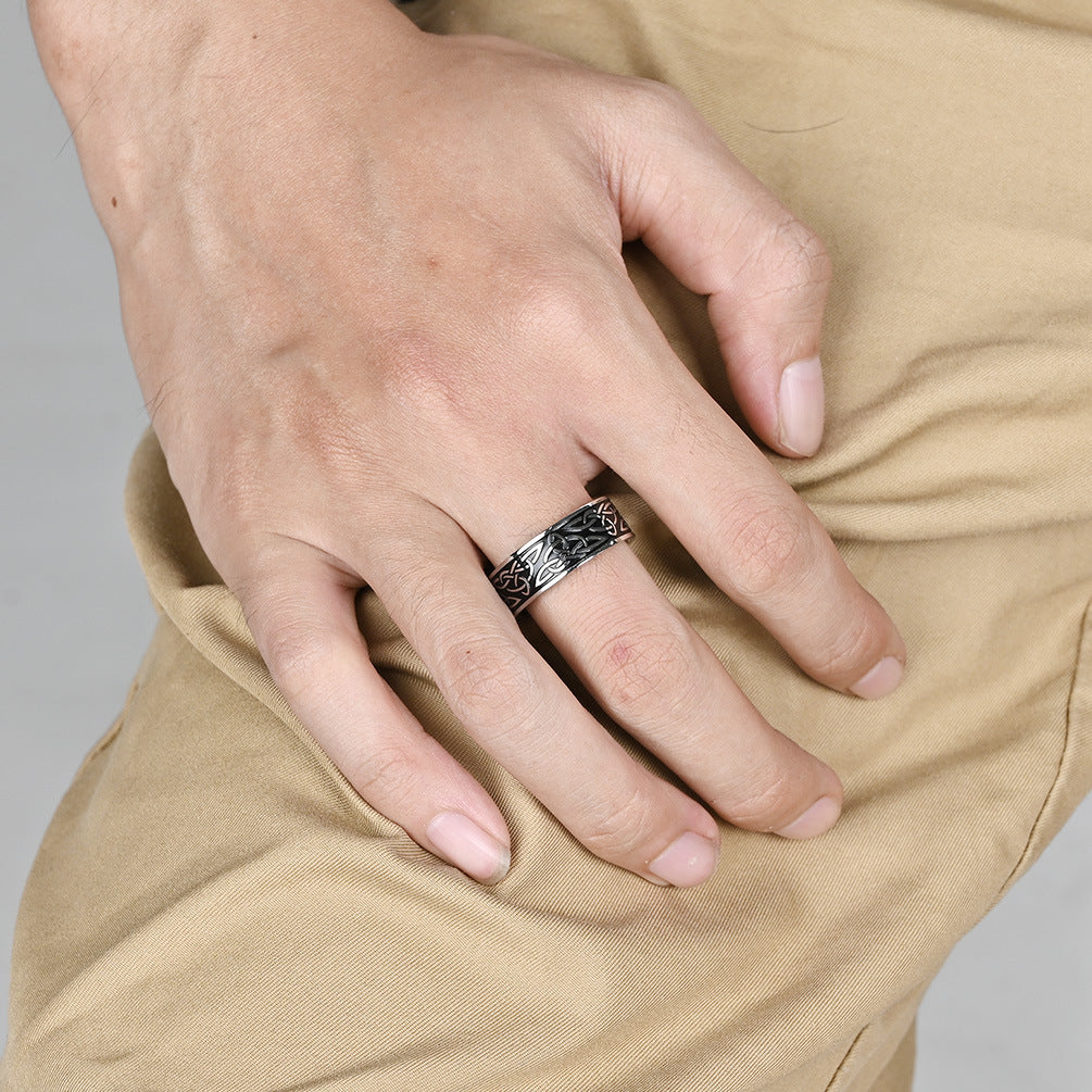 Planderful Celtic Triangle Knot Titanium Ring For Men Durable Stainless Steel Fashion Jewelry
