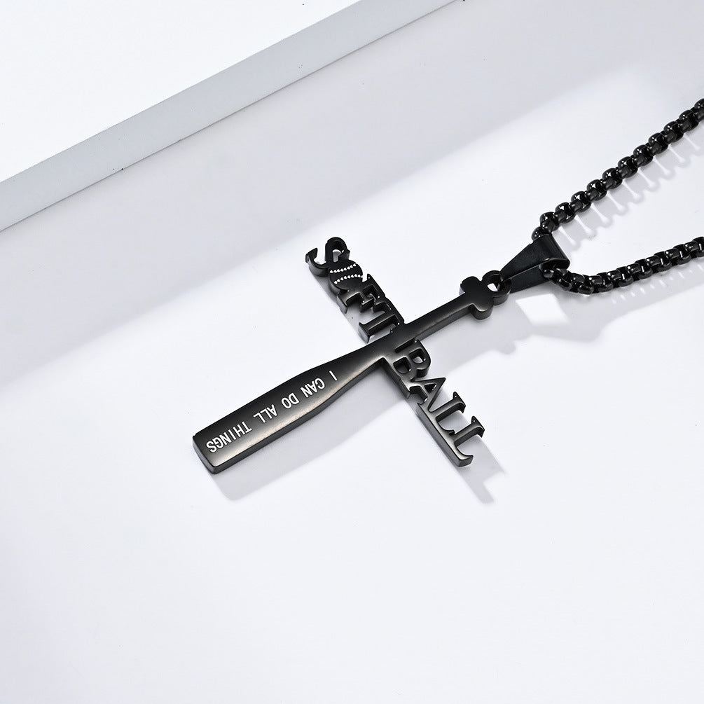 Baseball Necklace Titanium Steel Gold Letter Pendant For Athletes By Planderful Everyday Genie