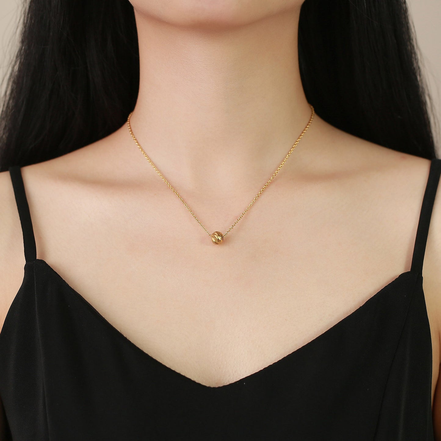 Stainless Steel Single Bead Women's Necklace Fashion Jewelry