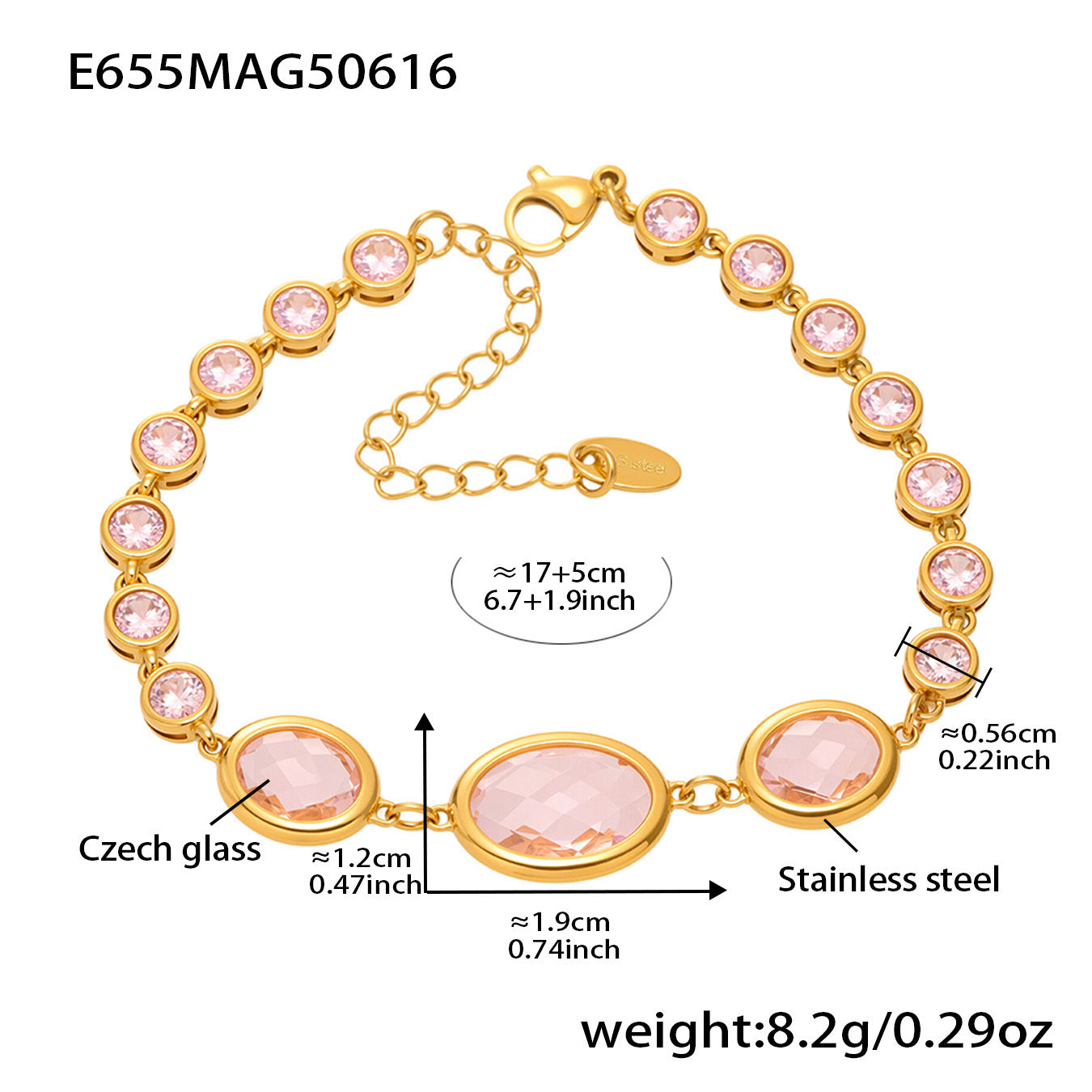 Planderful Crystal Glass Bracelet 18K Gold Plated For Women