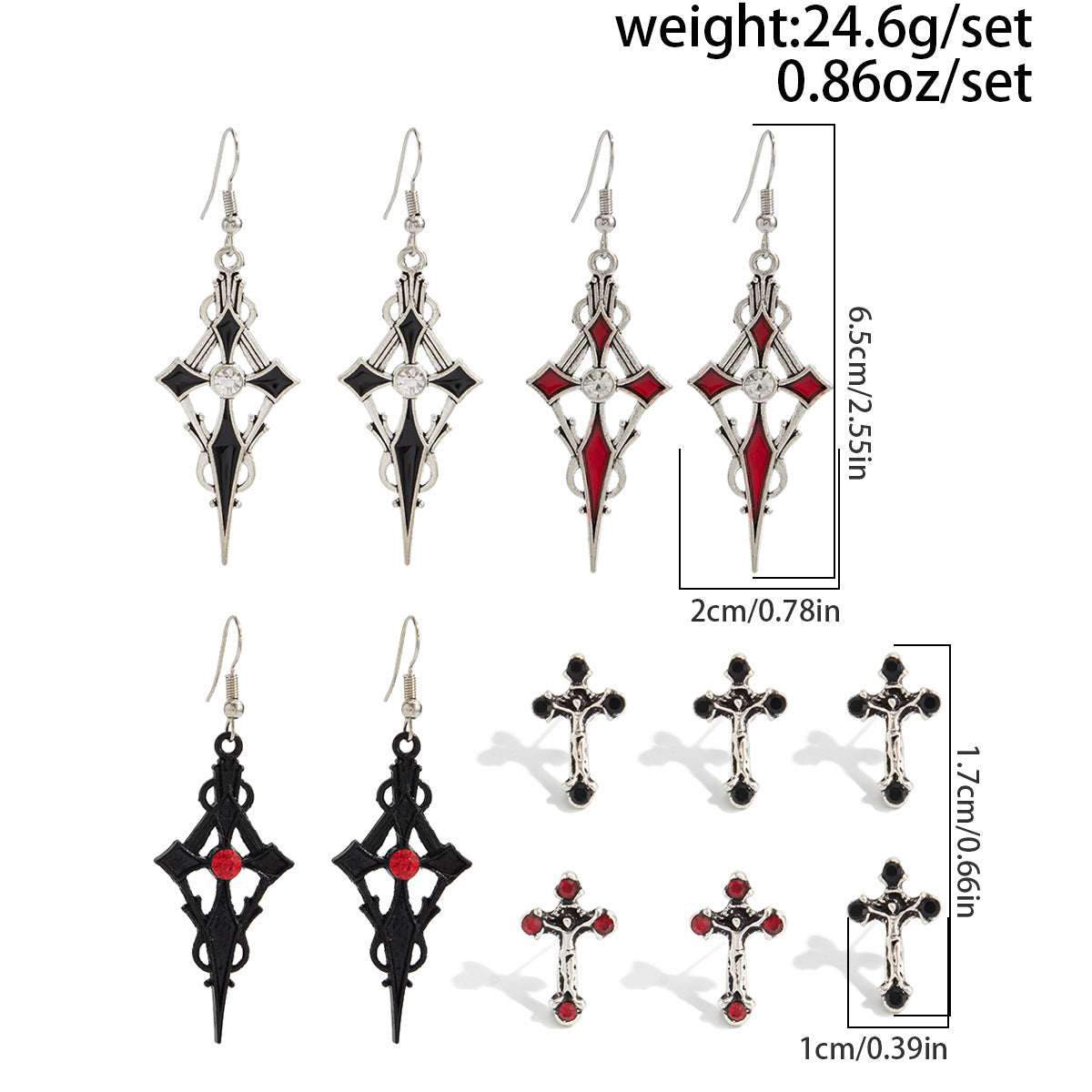 Planderful Gothic Halloween Earrings Set Spider Web Bat Blood Cross With Roses For Women Vienna Verve