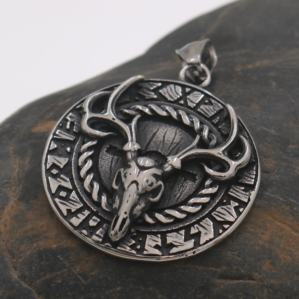 Viking Odin Mythology Deer Head Talisman Necklace - Norse Legacy Collection
