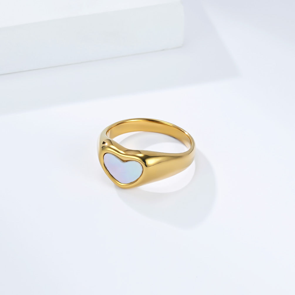 Stainless Steel Shell Love Ring Women's Gold-Plated