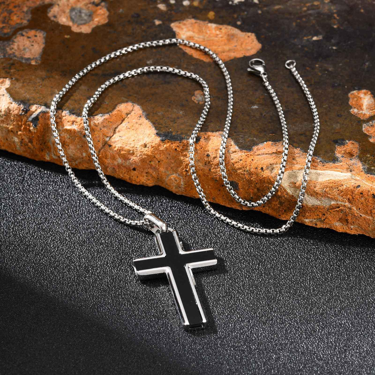 Cross Tiger Turquoise Stainless Steel Necklace for Men