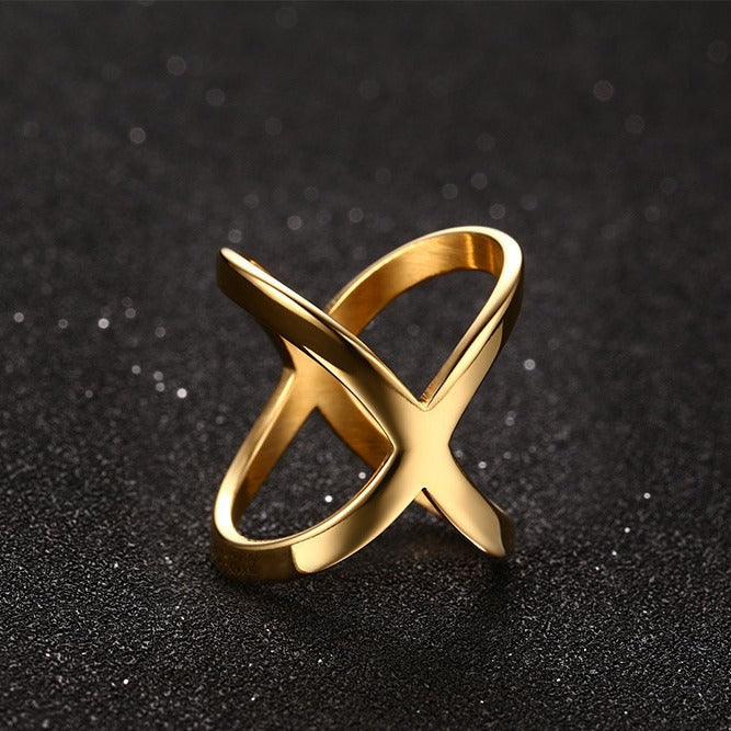 New Jewelry Electroplated Gold Titanium Steel Ring Wholesale