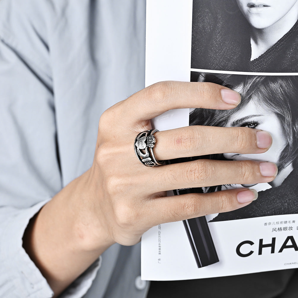 Timeless Claddagh Wedding Ring in Titanium Steel for Couples