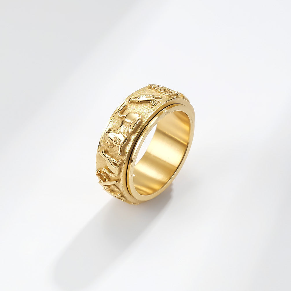 Stainless Steel Ring - Vintage Ancient Egyptian Spinning Ring Protector For Everyday Wear
