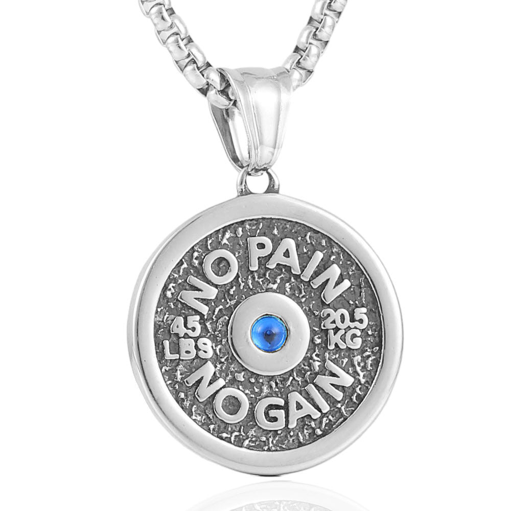 Punk-Inspired Titanium Steel Weightlifting Pendant Necklace for Men - Retro Trendy Design
