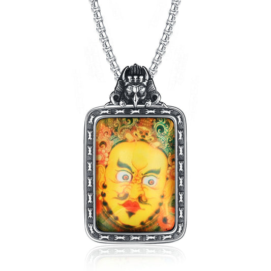 Steel Necklace Elegant Thangka Buddha Head Pendant Nepalese Tibetan Spiritual Jewelry