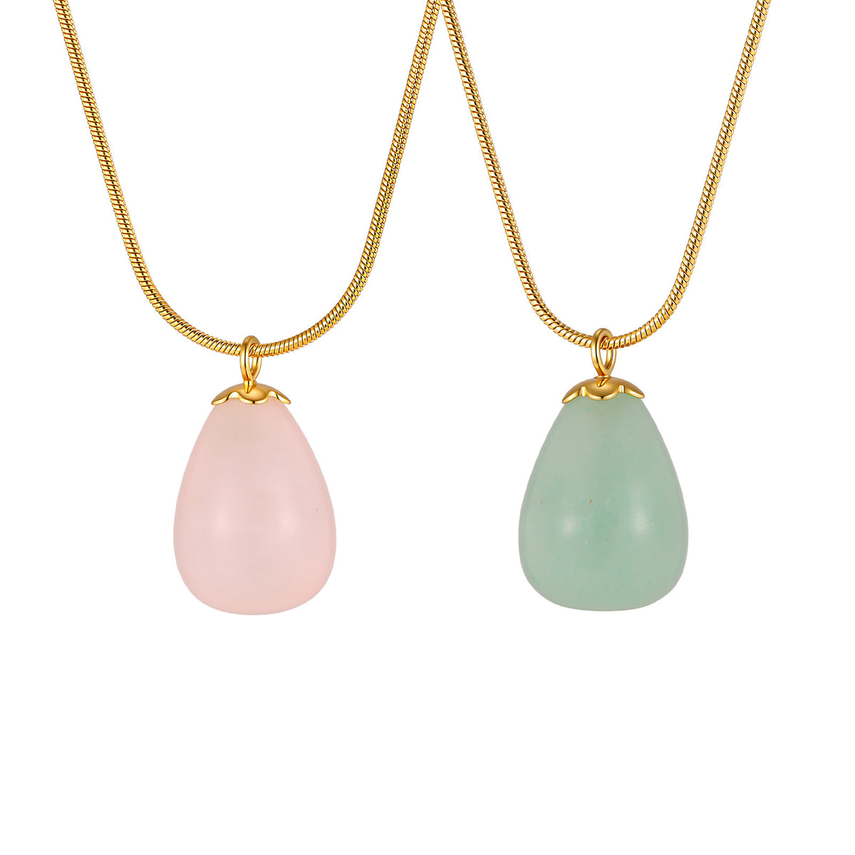 Stainless Steel Water Drop Powder Crystal Pendant Design Collarbone Chain Advanced Isn't Necklace