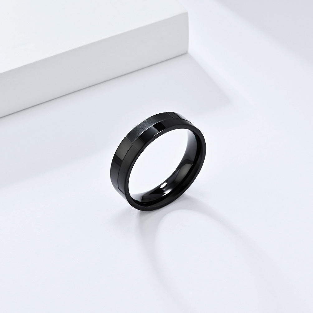 Planderful Titanium Steel Ring For Couples Smooth Matte Geometry Neutral Everyday Genie Style
