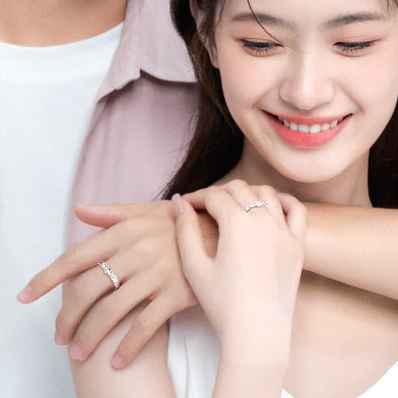 Planderful Sterling Silver Little Prince And Rose Unisex Couple Ring Adjustable Gift For Lovers