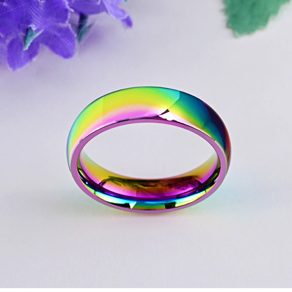 Colorful Titanium Steel Ring Gender-Neutral Rainbow Jewelry