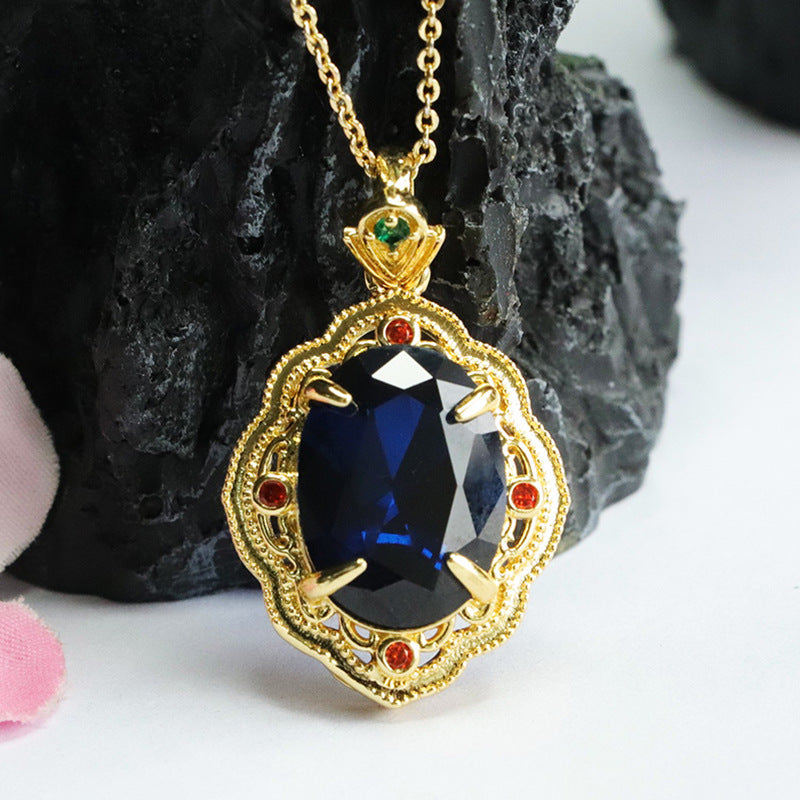 Lab-Grown Blue Spinel Petal Pendant — No Chain
