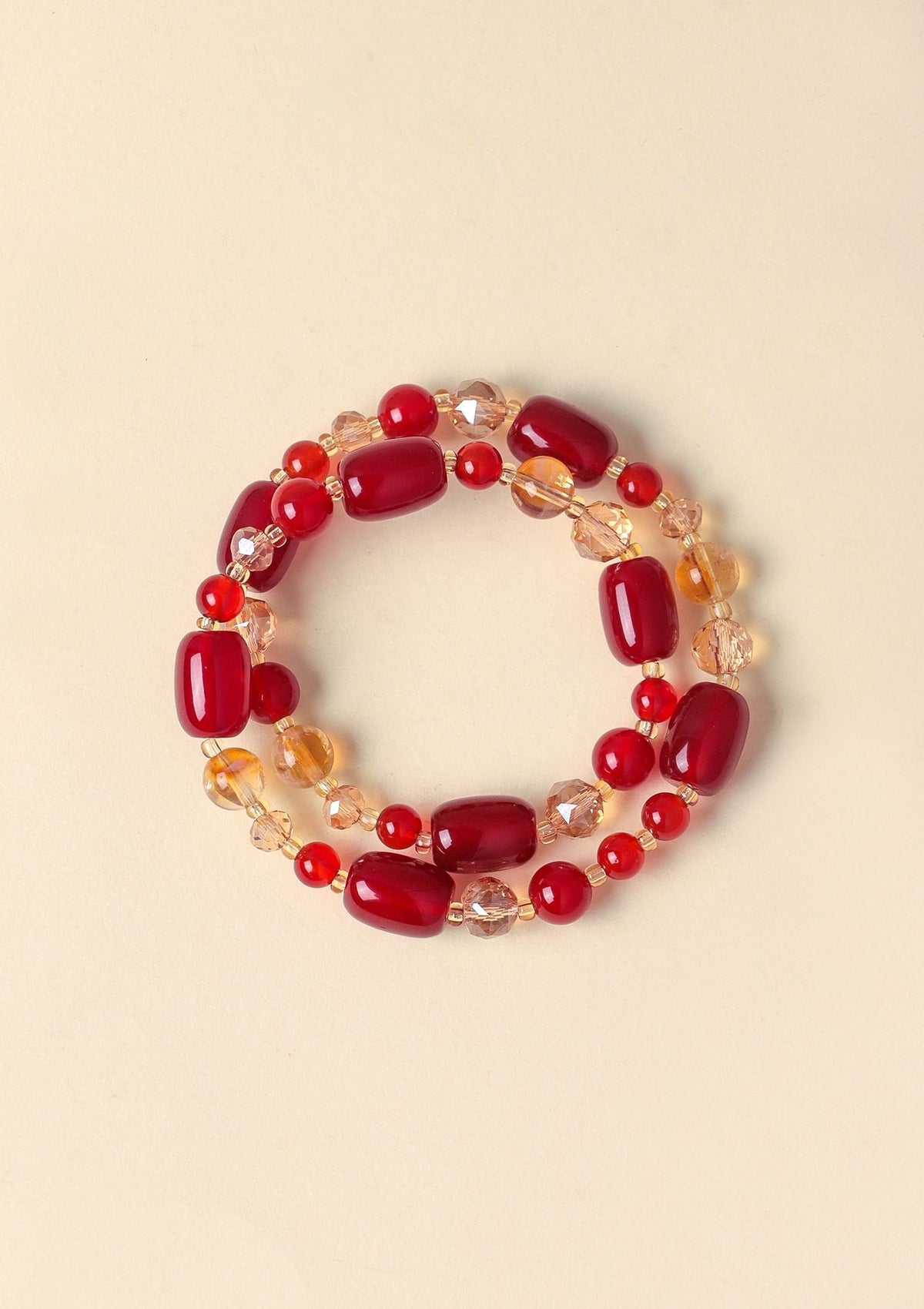 Agate Crystal Barrel Bead Bracelet