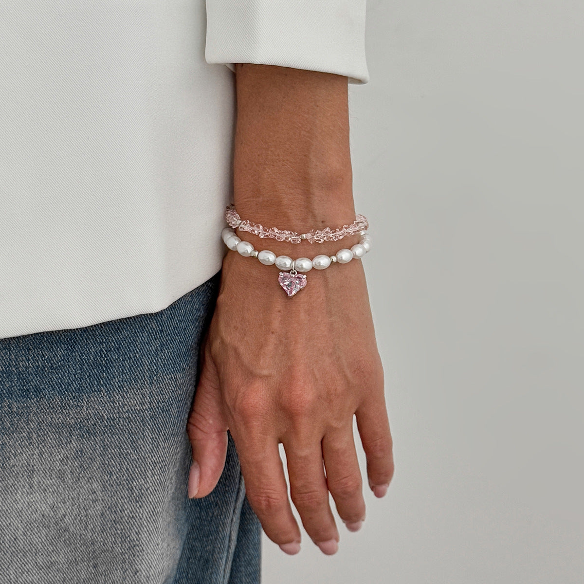 Love Pendant Bracelet Beaded Stackable Imitation Pearl By Planderful Vienna Verve For Fashionable Women