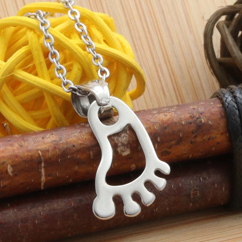 Personalized Titanium Steel Foot Pendant Necklace - Trendy Punk Design for Men and Women