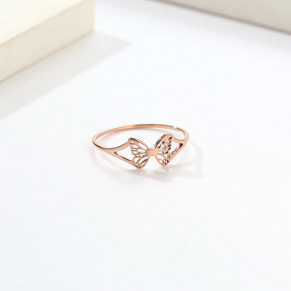 Planderful Hollow Butterfly Titanium Steel Ring For Women Versatile Daily Wear Size 5 To 10