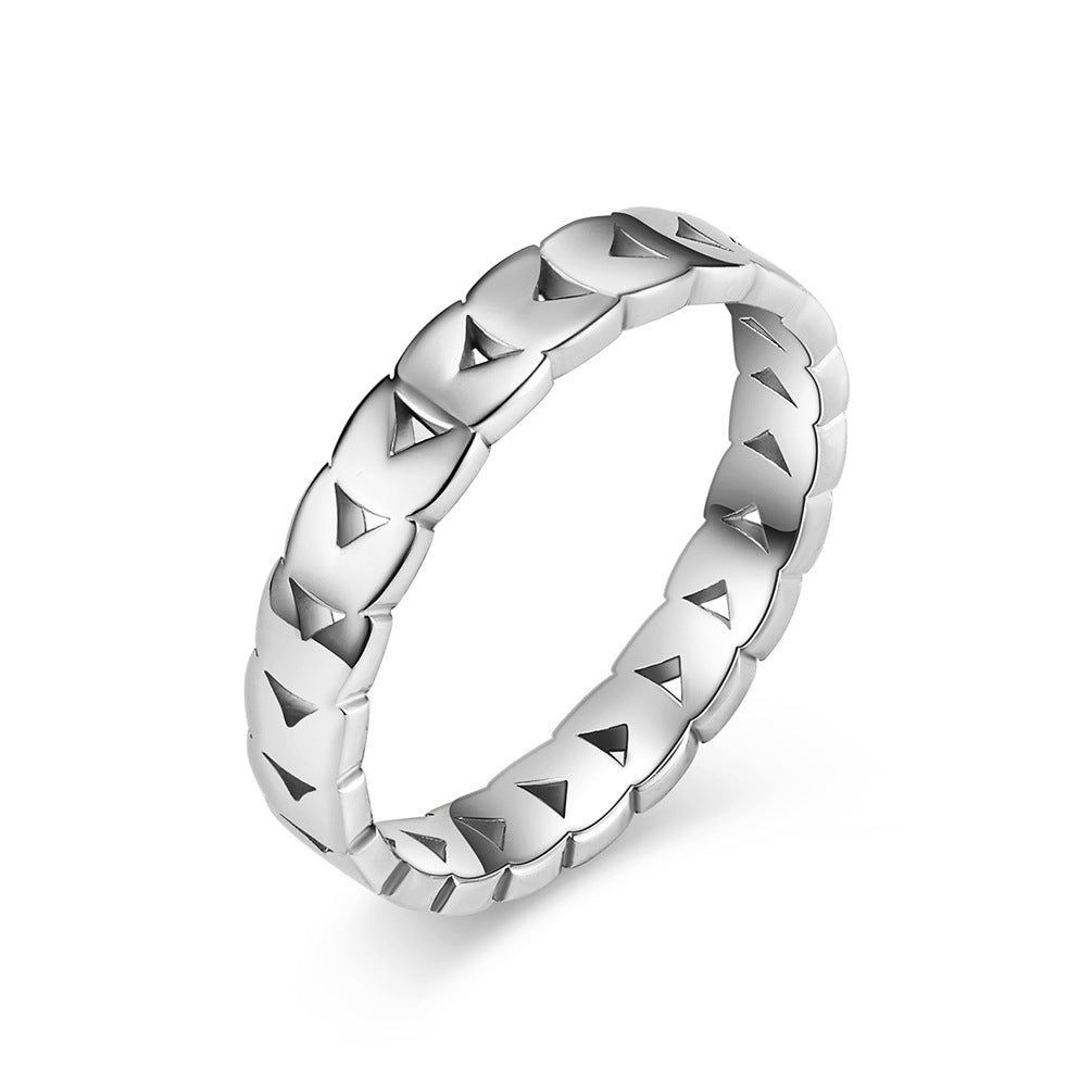 Hollow Olive Leaf Stainless Steel Ring Women's Stainless Steel