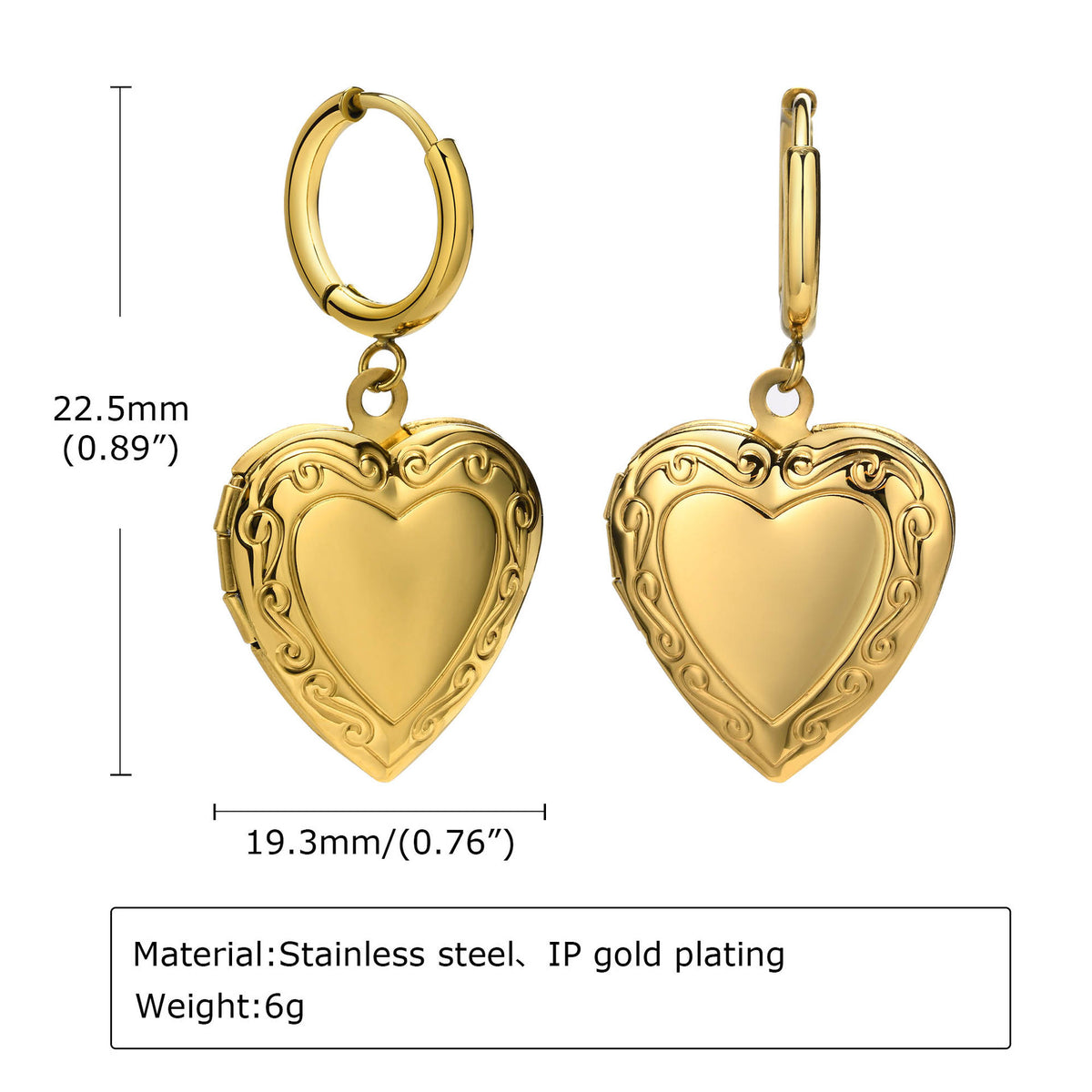 Stainless Steel Heart Earrings