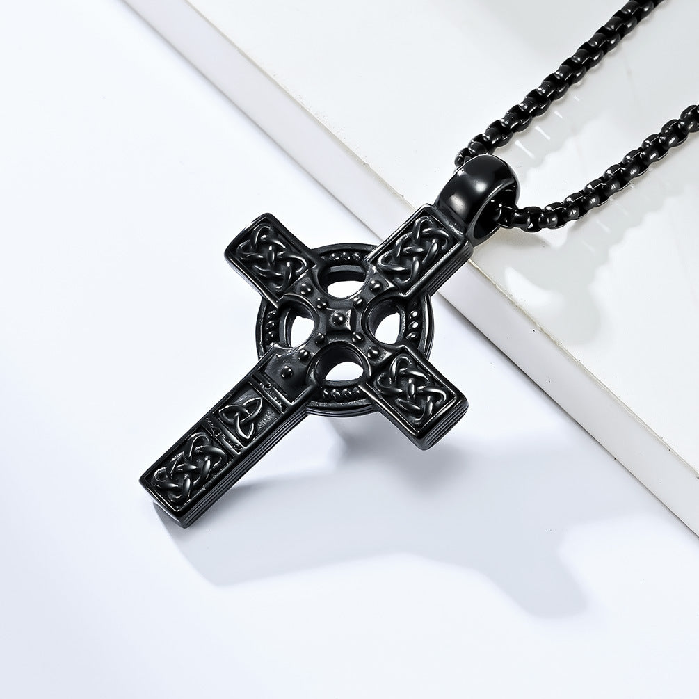 Steel Necklace – Vintage Men's Cross Pendant