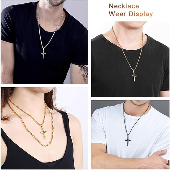 1. Planderful Stainless Steel Cross Pendant Necklace Unisex Korean Jewelry Hip Hop Style Gift