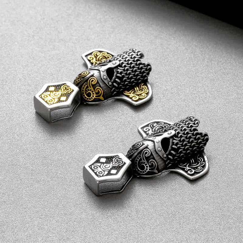 Nordic Viking Warrior Owl Helmet Pendant for Men in Titanium Steel