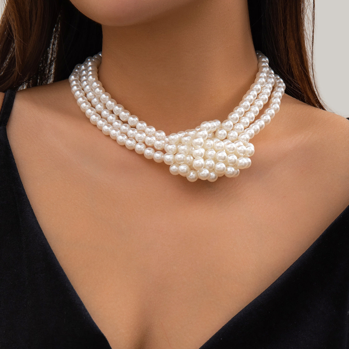 French Beaded Multi-layer Pearl Necklace from Vienna Verve