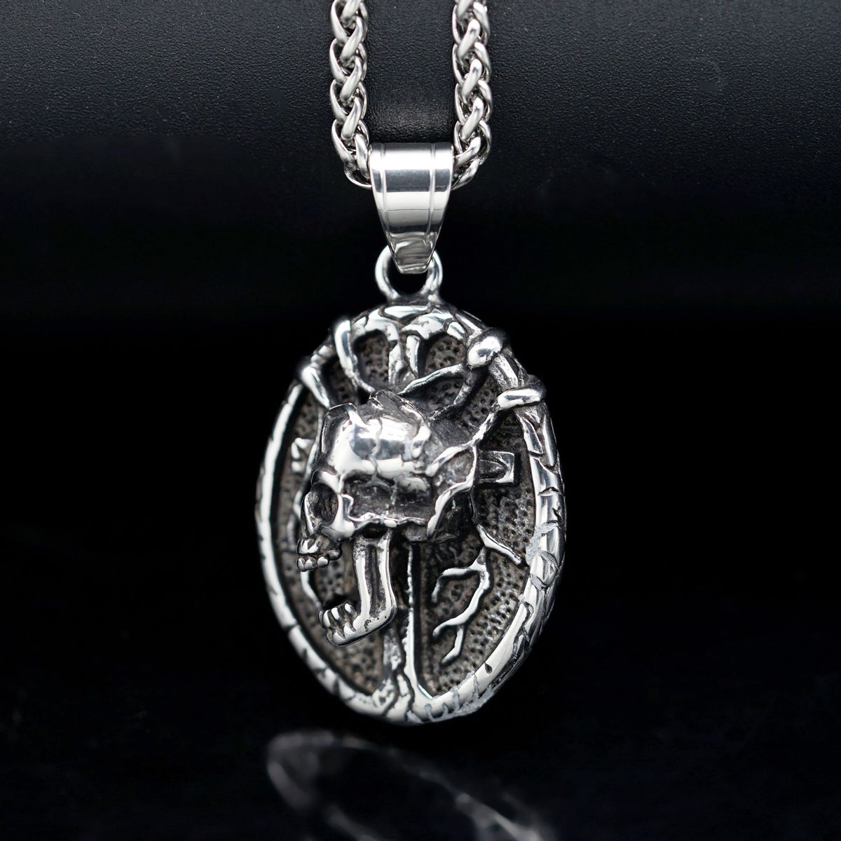 Vintage Skull Cross Stainless Steel Pendant Necklace