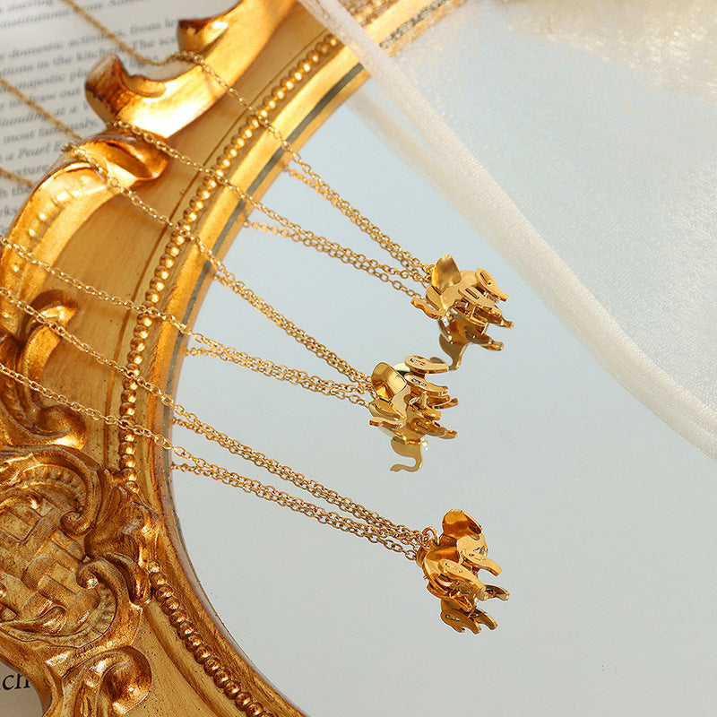18K Gold-Plated Korean Elephant Collar Necklace by Planderful