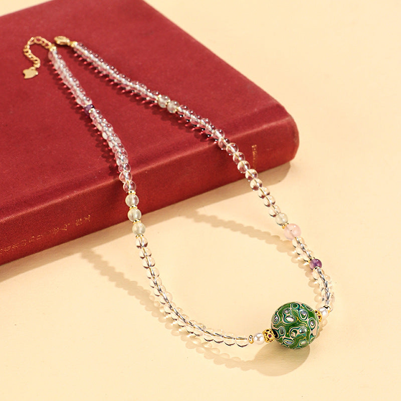 Pearl Crystal Pendant Necklace
