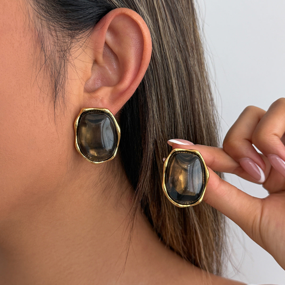 Planderful Vienna Verve Stainless Steel Irregular Concave Convex Stud Earrings For Women Geometric Statement Jewelry