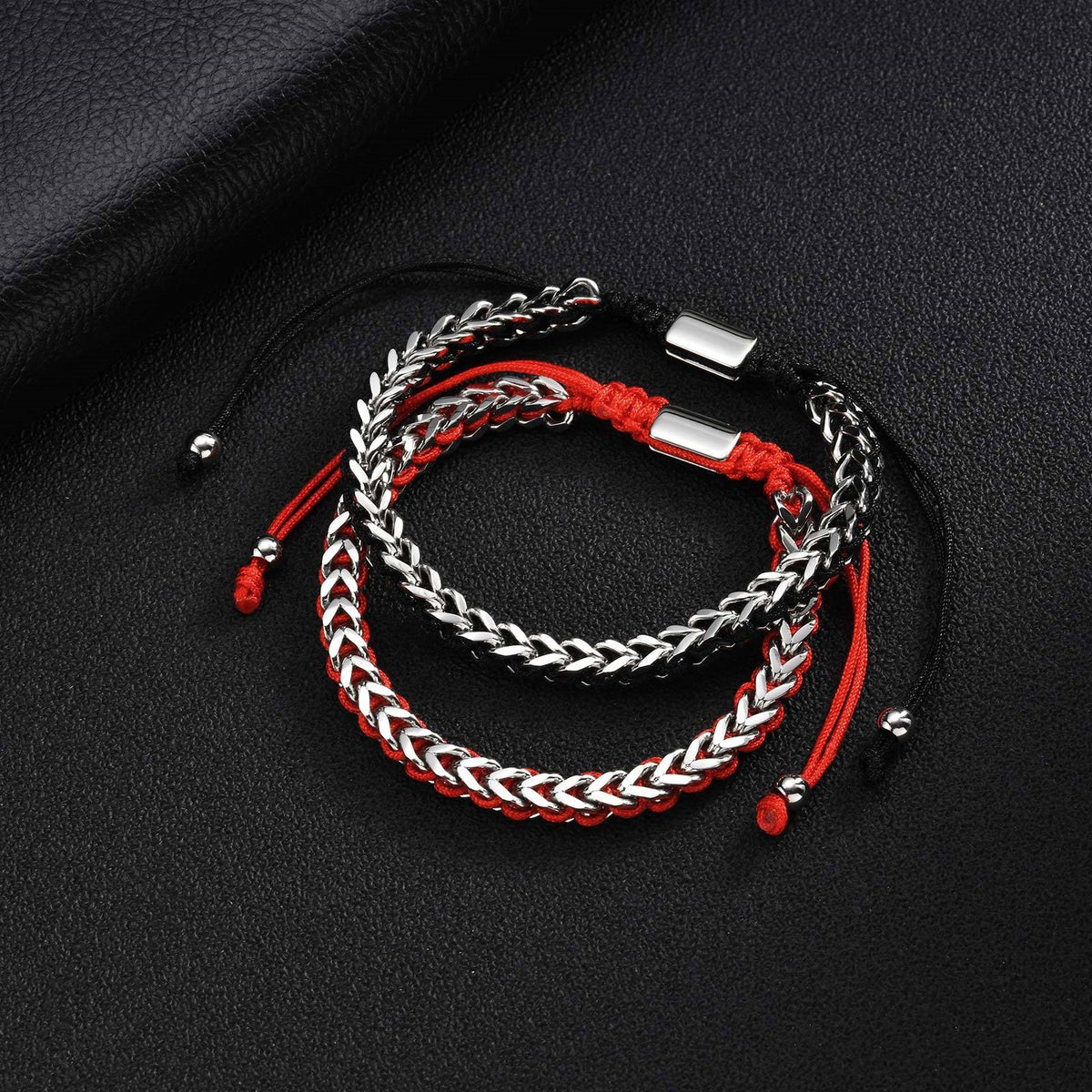 Braided Adjustable Stainless Steel Bracelet for Men