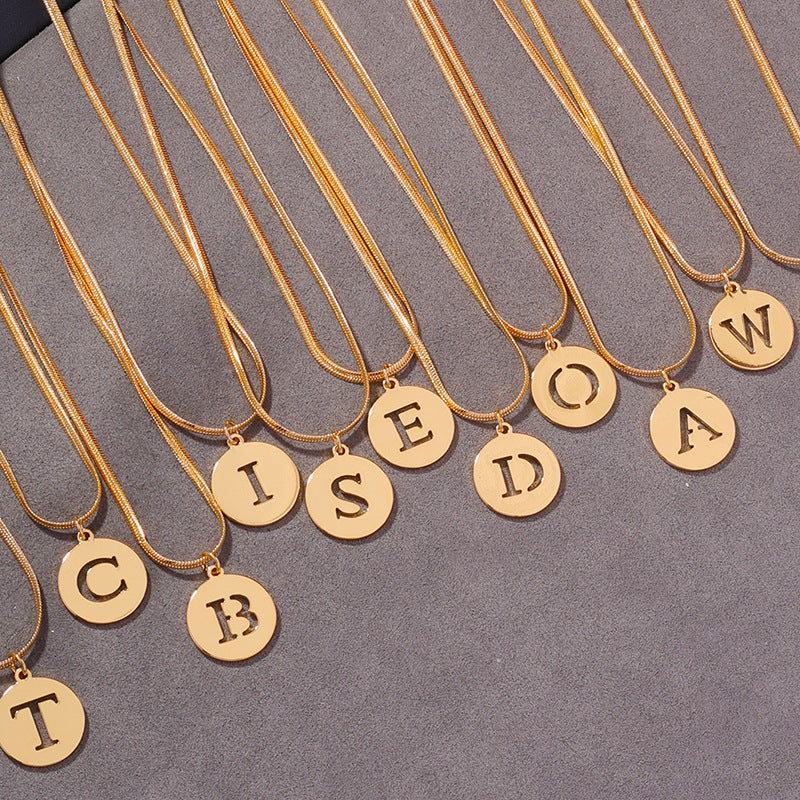 Chic Metal Chain Necklace with Hollow Letter Pendant