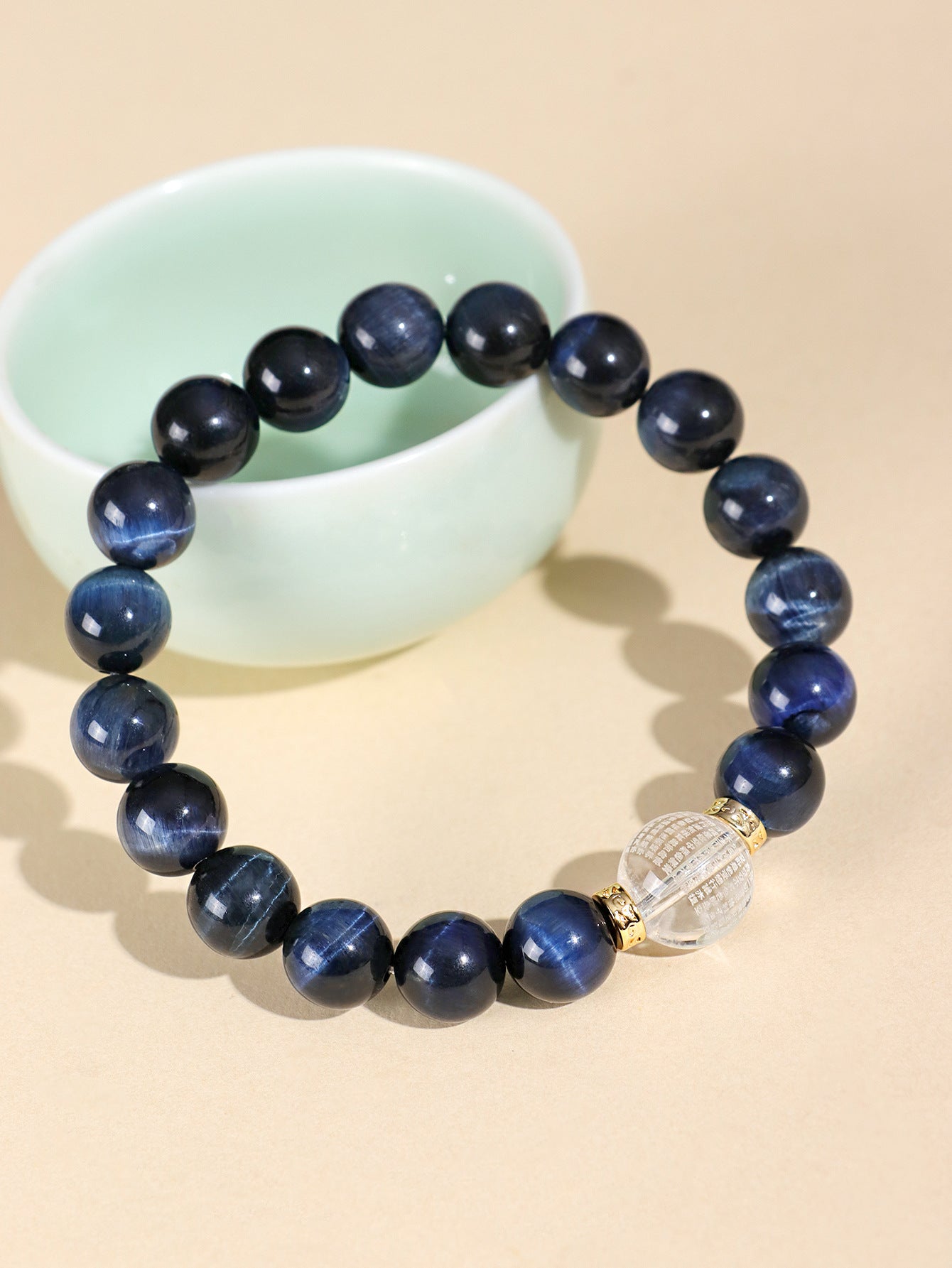 Planderful Fortune's Favor Couple Bracelet – Luxurious Crystal and Blue Tiger Eye Design