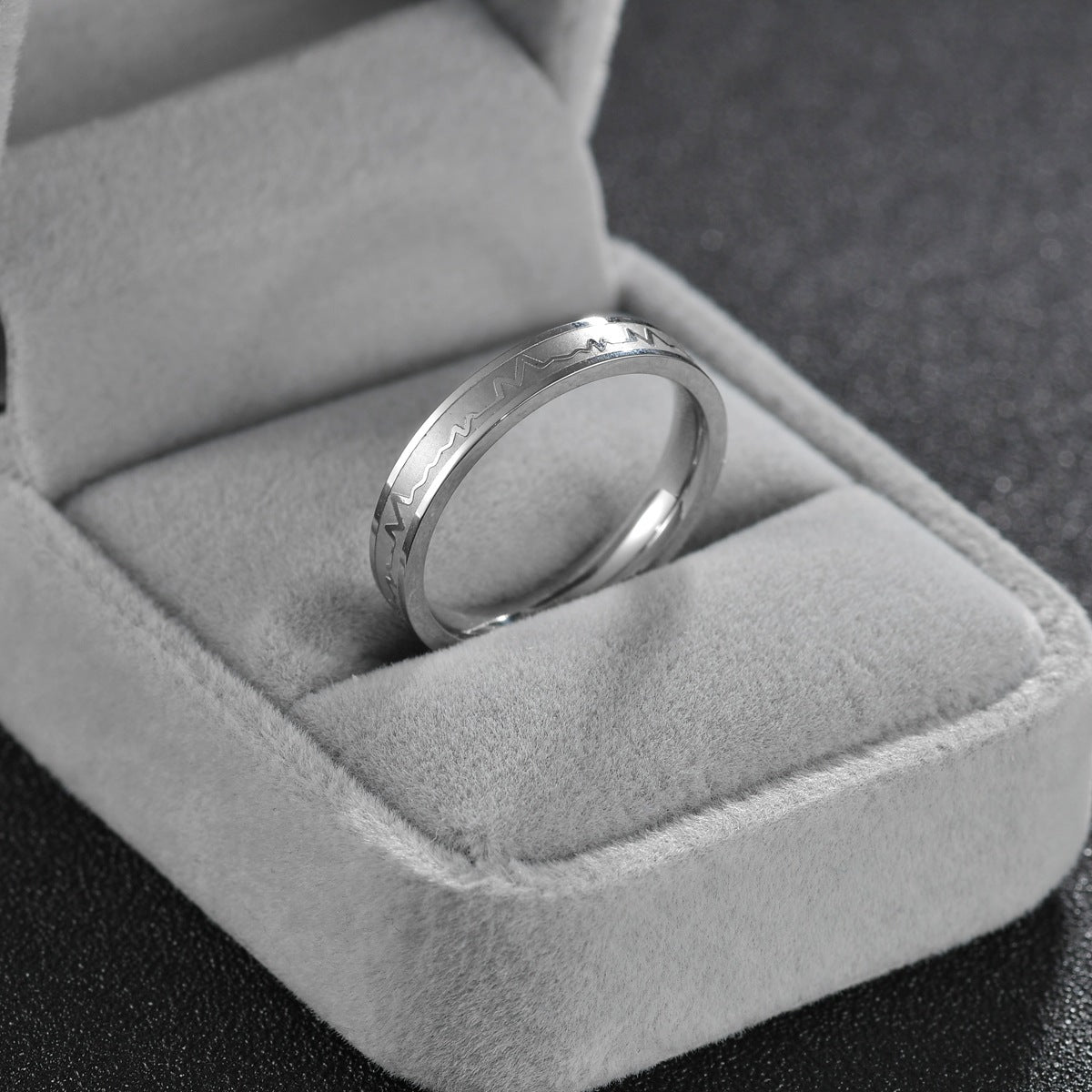 Electrocardiogram Steel Couple Rings Set - Personalized Jewelry for Couples