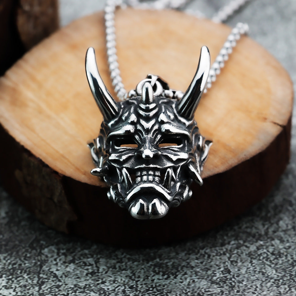 Golden Horn Silver Horn Prajna Necklace Male Ghost Mask