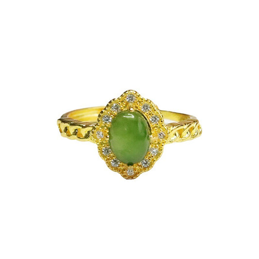 Hetian Jade Diamond-Shape Chain Ring