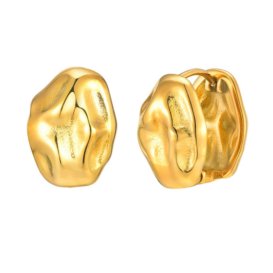 Earrings Earrings Stainless Steel Irregular Hammer Earrings Gold Ladies