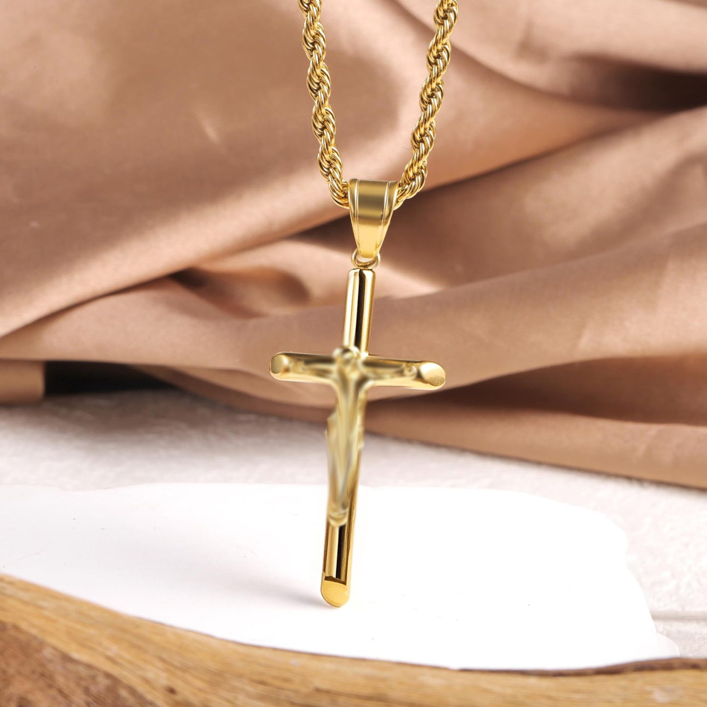 Planderful Stainless Steel Cross Pendant Necklace For Unisex Daily Wear Punk Hip Hop Style