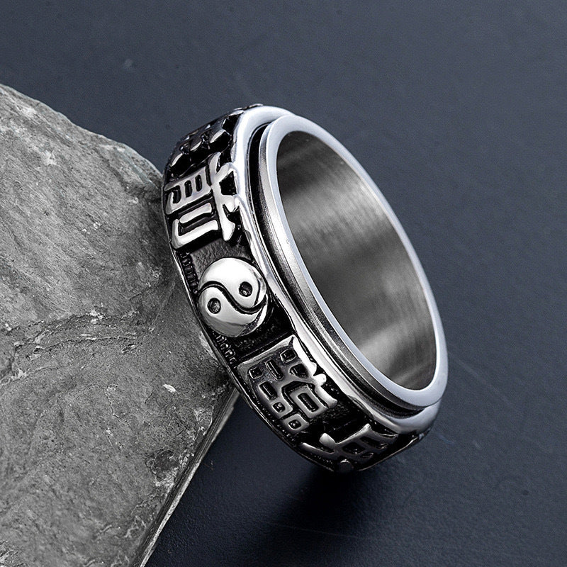 Planderful Rotating Titanium Ring For Men Bold Stylish Everyday Genie Jewelry With Personalized Engraving