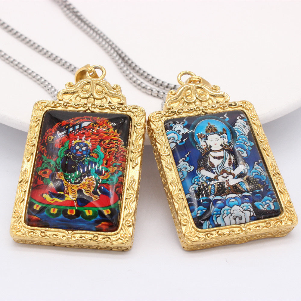 Zodiac Guardian Buddha Pendant For Men And Women By Planderful Titanium Steel Thangka Necklace With Premium Protection