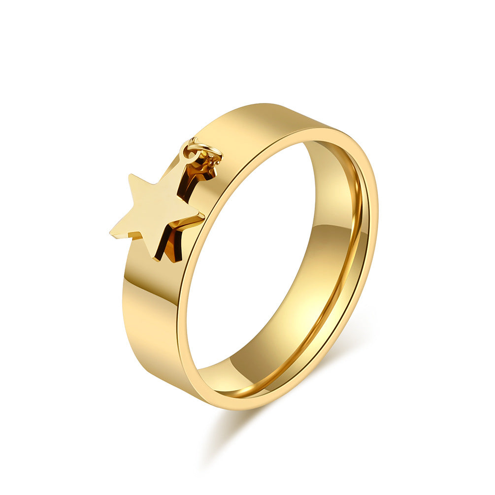 Neutral Wind Star Moon Butterfly Cross Stainless Steel Ring for Men and Women Accessories