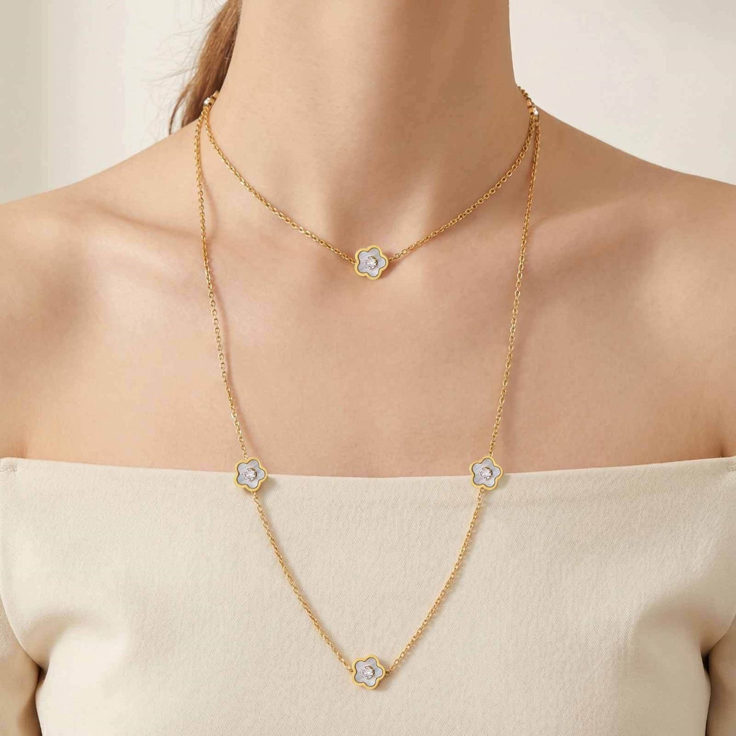 Sugar Cube Dopamine Super Flash Necklace Titanium Steel Water Droplet Geometric Design