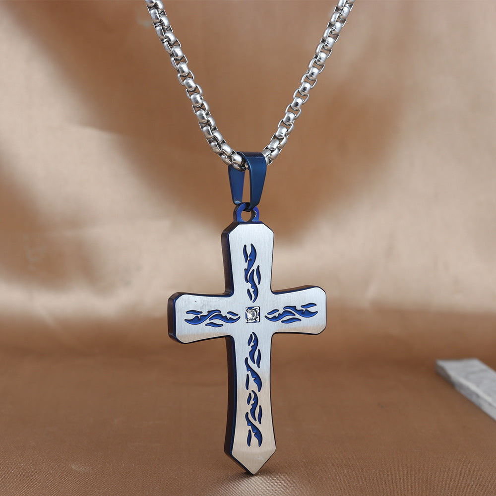 European And American Stainless Steel Cross Pendant Necklace
