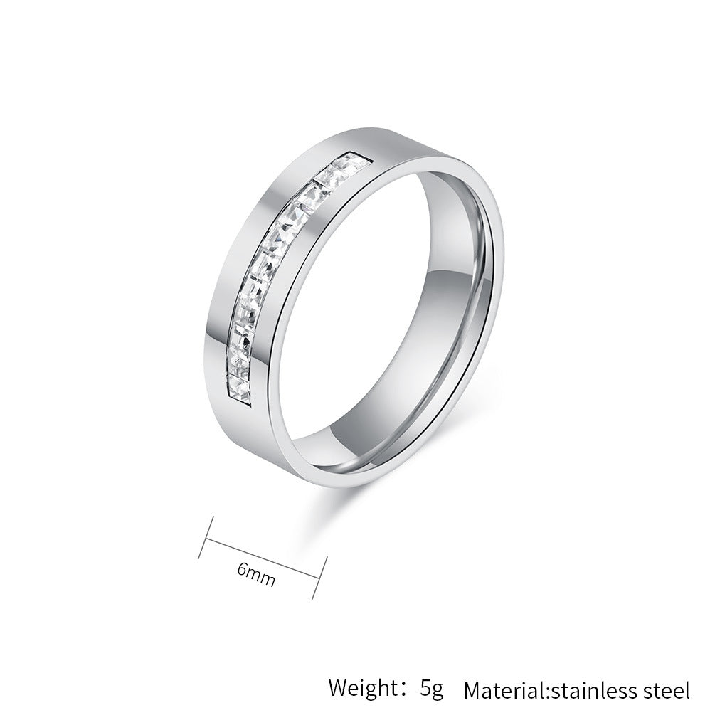 Planderful Gold Plated Titanium Steel Ring Elegant With Square Zircon For Women Office Wear