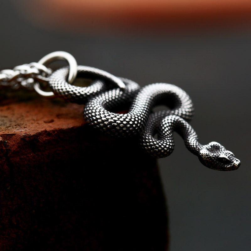 Creative Titanium Steel Snake Pendant for Men - Unique Cross-Border Jewelry Design