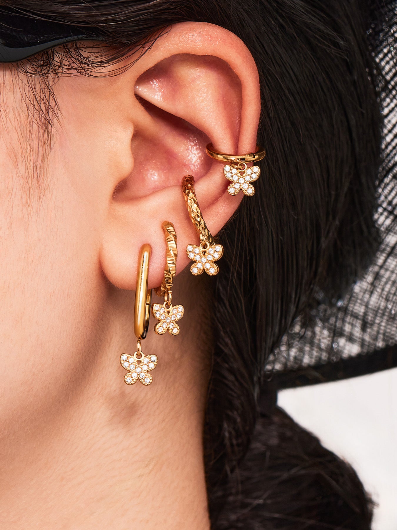 Planderful Zircon Earrings Butterfly Pendant For Fairy Fans