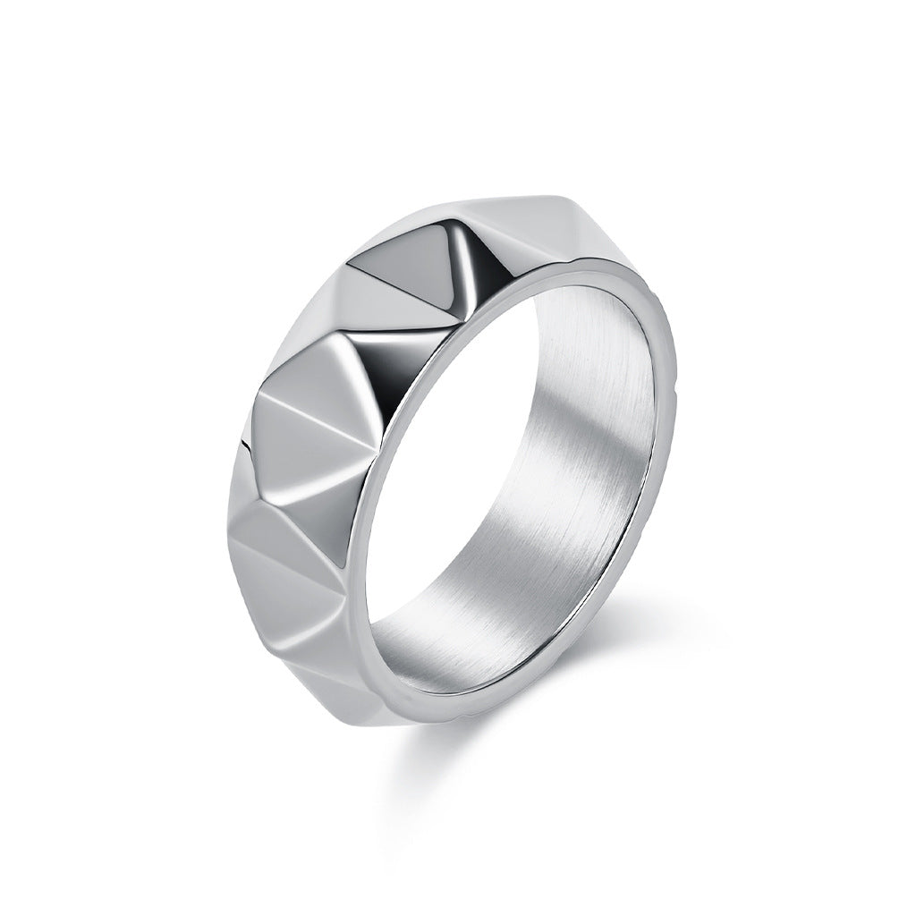 Steel Ring – Minimalist Tapered Rhombus Surface