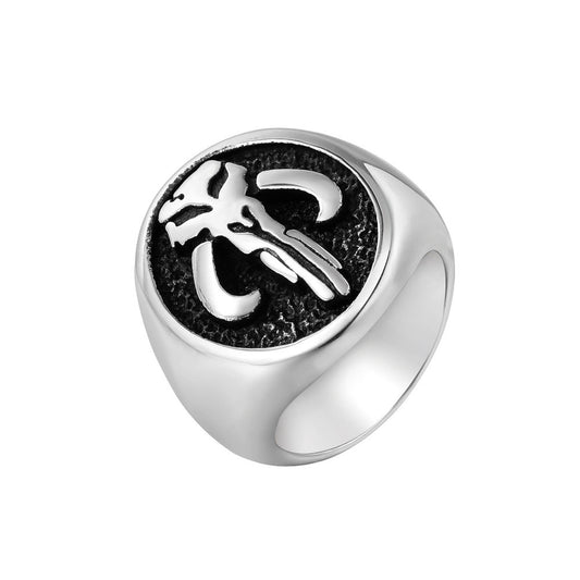 Bold Skull Signet Titanium Steel Ring